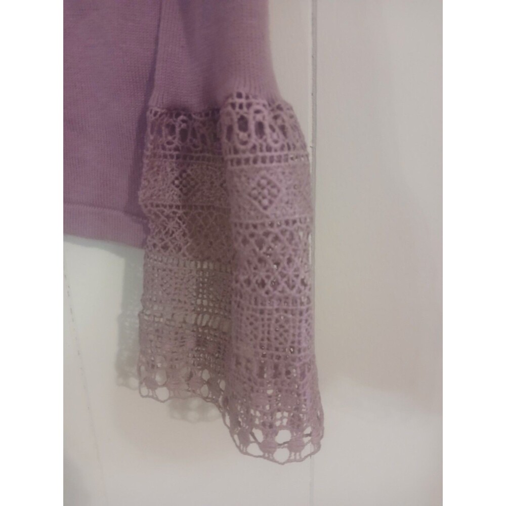 Hannah Light Purple Pullover Sweater Women's XL Lace Sleeve Romantic Cottage - Picture 4 of 4